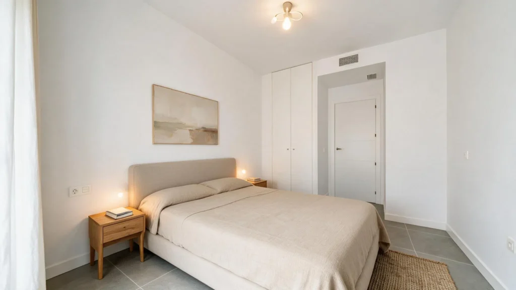 Bedroom, virtually staged with AI furniture